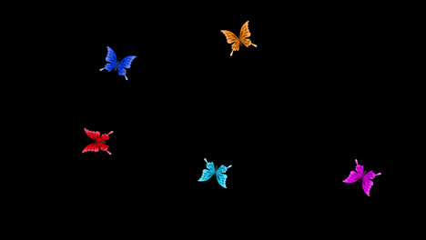 Monarchfalter-Fliegt-Nahtlose-Schleifenanimation,-Transparenter-Hintergrund-Mit-Alphakanal